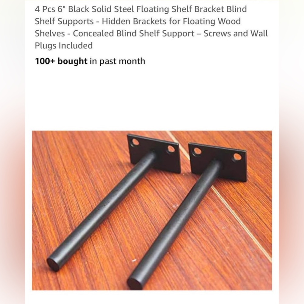 Black 4pc Wall Mounted Industrial Floating Shelf Brackets